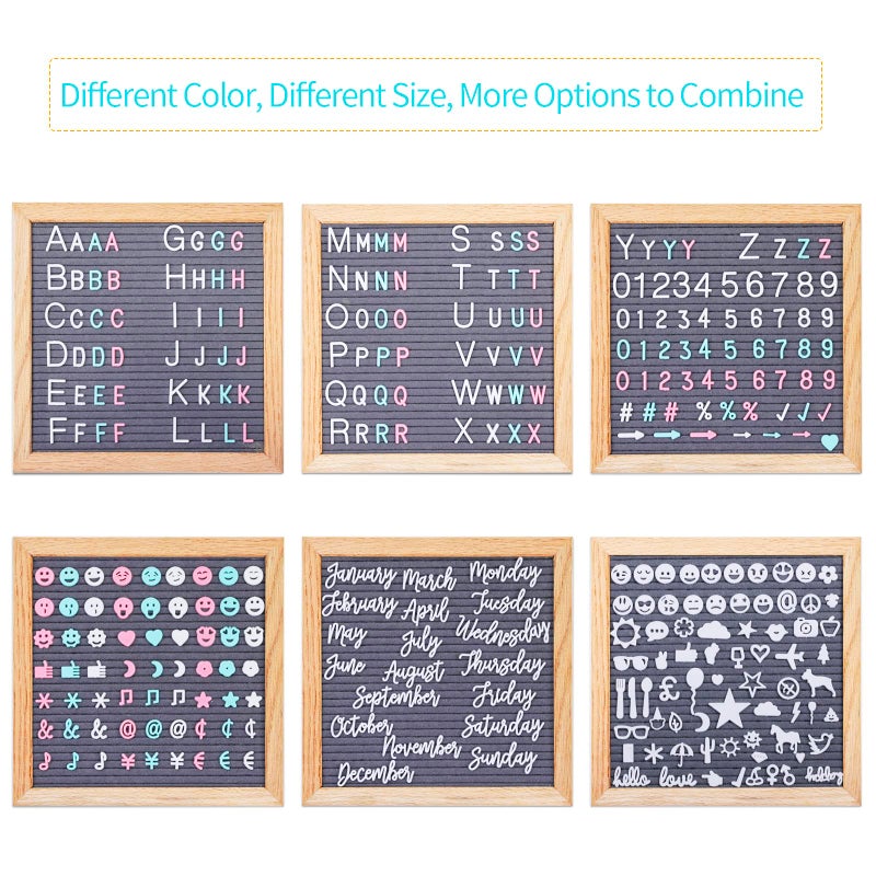 G GAMIT Felt Letter Board Message Board 10x10inch with Stand,Pre-cut&Sorted 805pcs White,Blue&Pink Changeable Letters+Weeks &Months Cursive Words,Word board Sign board with Sorting Tray&Gift Box(Gray) - Image 3